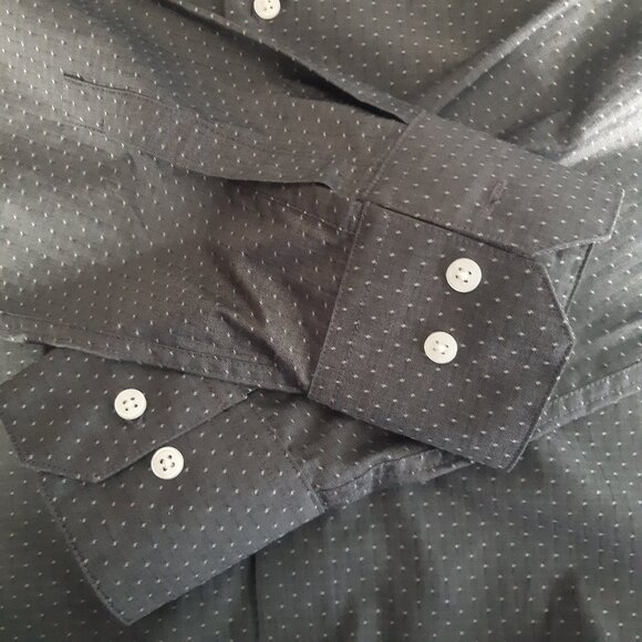 Marc New York SZ 15 Andrew Marc Slim Fit Men's Button Up Shirt Grey with White - Picture 4 of 11